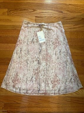 NWT See You Monday Blush Neutral Toned Snake-Print A-Line Skirt Sz S